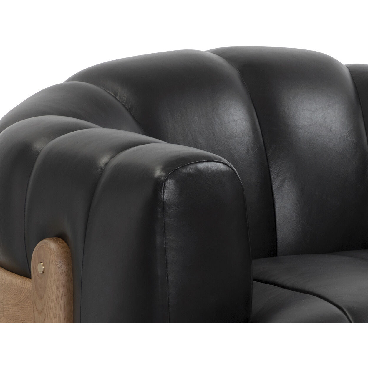 Tadeo Rustic Oak / Vintage Black Night Leather Swivel Lounge Chair, Swivel